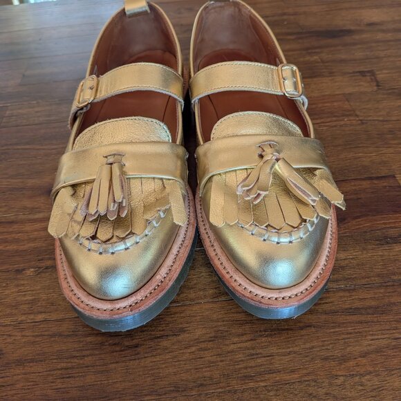 Dr Doc Martens Abril Mary Jane Loafer Tassel Kiltie Women's Size 8 Metallic Gold - Picture 3 of 7